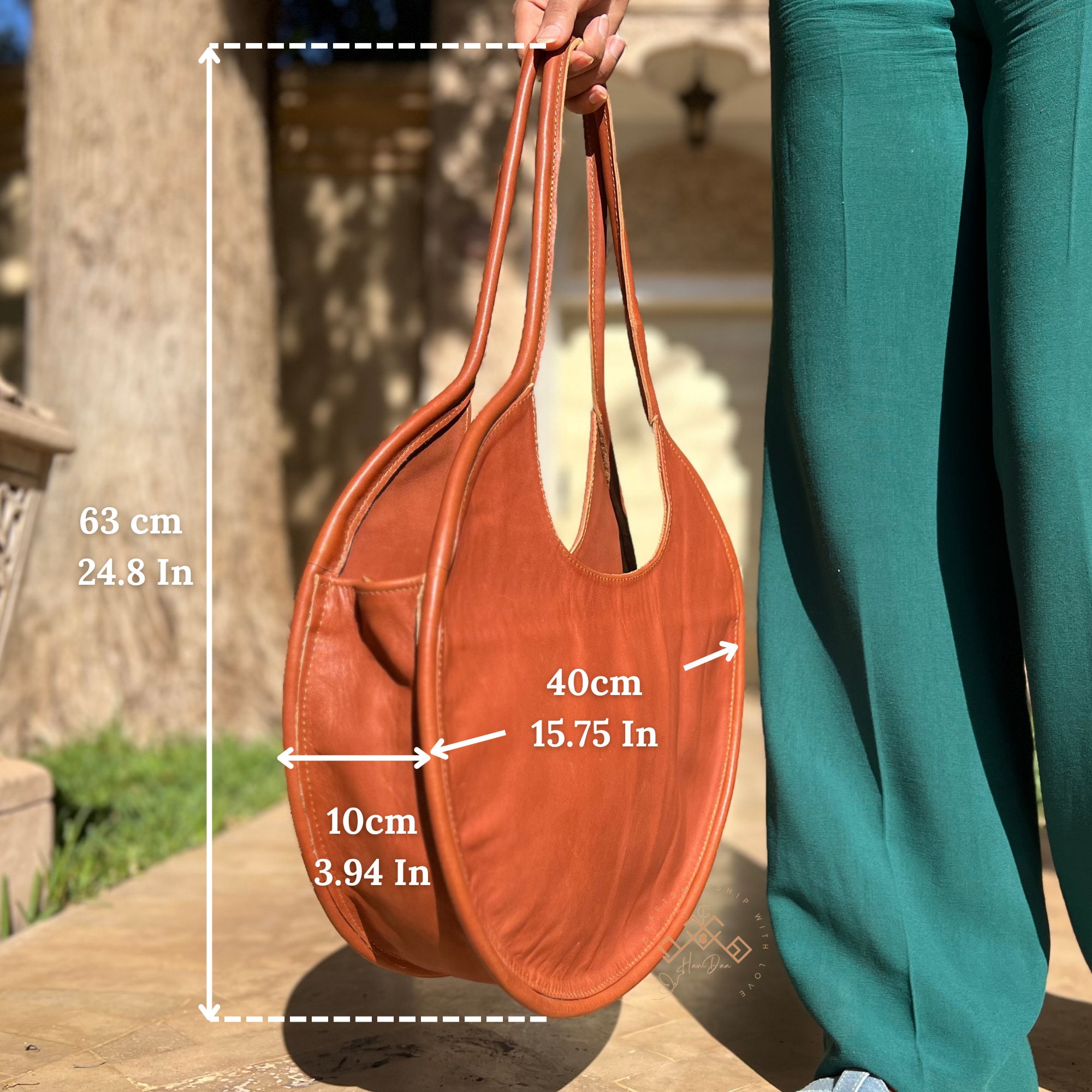 Personalized Soft Large Round Leather Shoulder Bag, Circle Handbag