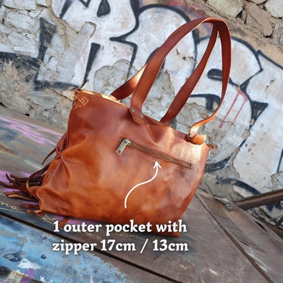 Brown Fringe Leather Fringe Bag, Festival Shakira Cross-body  display picture 1