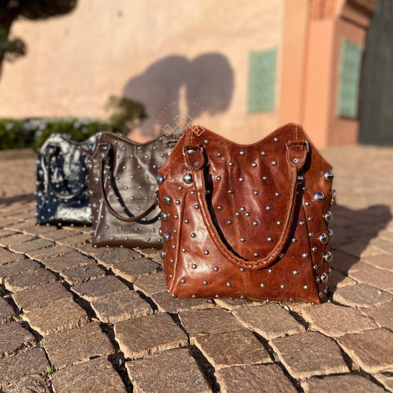 Leather studded purse sale