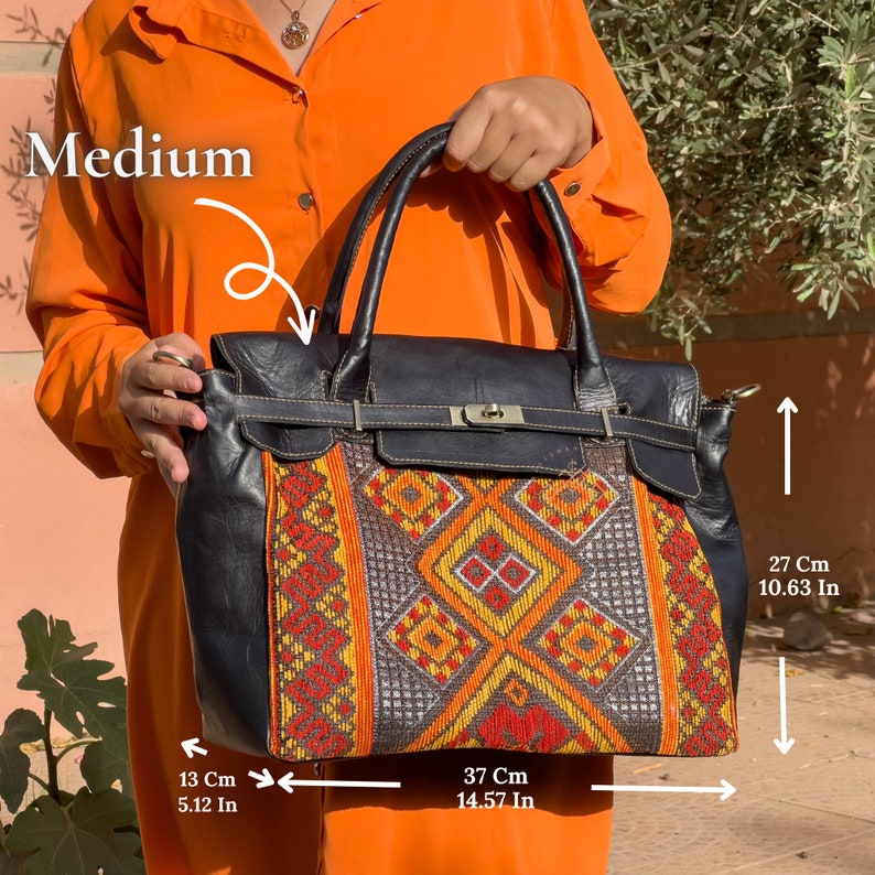 moroccan style havan kilim tote bag, women leather handbag, kilim tote handbag, kilim design red tote bag carpet shoulder bag Gift for Her image 6