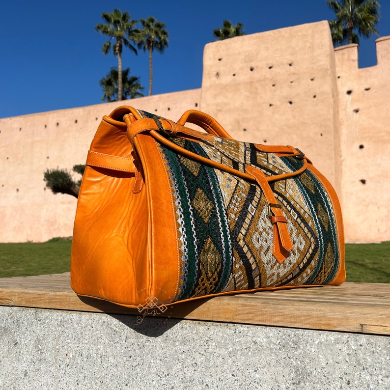 kilim travel bag, large custom carpet Princess-style travel bag for women, gift for her, boho Leather Weekend Bag, large kilim duffel bag Havan