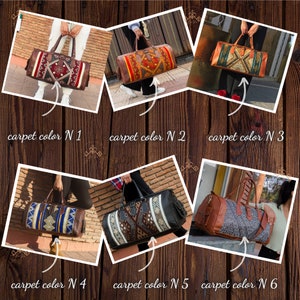 Kilim Travel Bag, carpet bag, Weekender Bag for Woman, weekend bag, Boho western travel bag, carpet overnight bag, kilim overnight bags. image 8