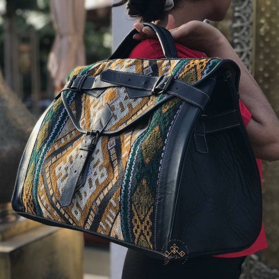 Handcrafted Victorian Carpet Leather Bag With Beautiful Patterns