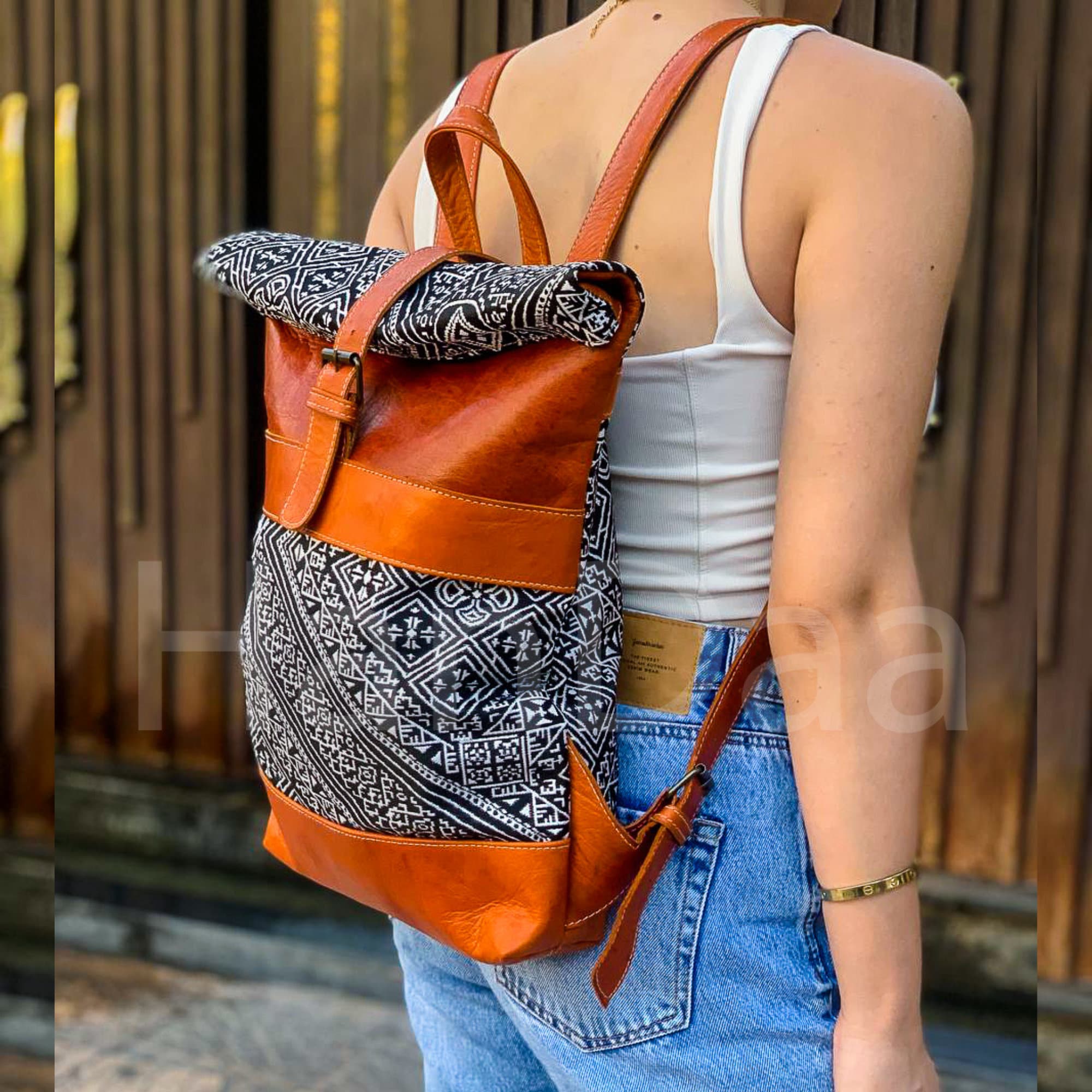 Zaini marocchini Kilim artigianali, zaino in pelle, zaino boho, zaino da viaggio boho, zaini hippie, zaino occidentale