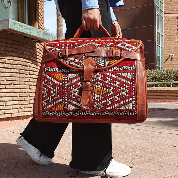 Carpet Duffle Bag Kilim Duffle Bag Kilim Travel Bag Boho Leather Travel Weekend Bag Western Weekender Women Bag Rug Duffel Bags. Etsy