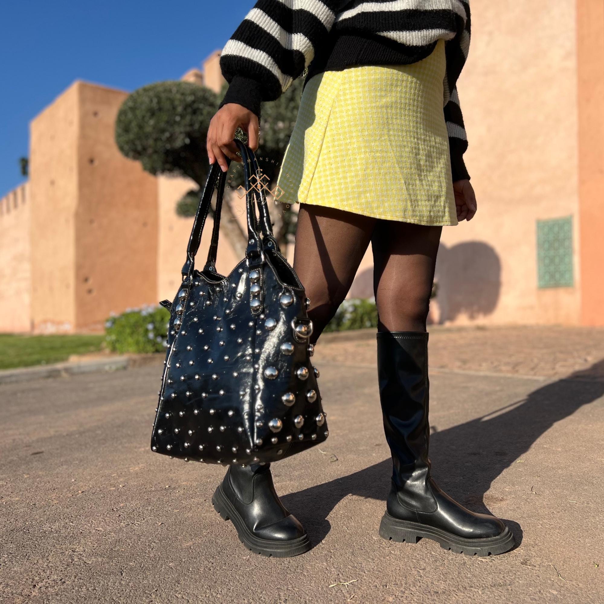 ショルダーバッグ・ポシェット Nodress Rhinestone Rivet sholder Bag Studded Shoulder Bag for Women Leather Punk Rivet Crossbody