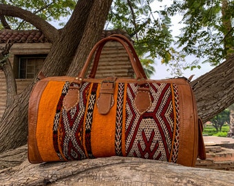 kilim weekender leather bags, kilim travel carpet bags, Boho Weekend Bag, Kilim Travel Bag, weekender bag western, western kilim duffel bag