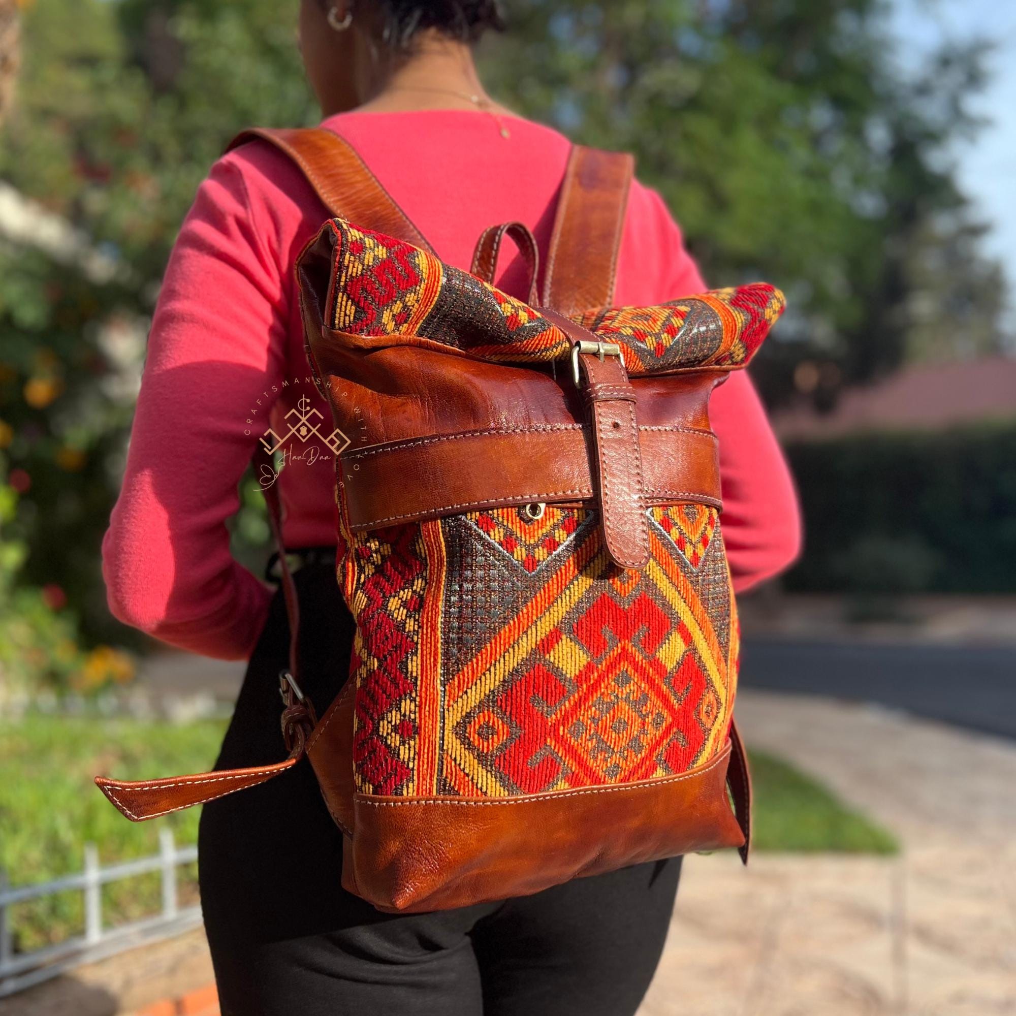 boho backpack leather Patchwork for Women Small Genuine Leather Backpack Items ordered after Wednesday 6pm CST through Sunday 6pm CST will be ordered on Sunday night colorful patchwork and leather backpack.