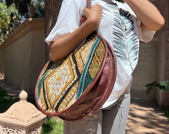 Personalized carpet shoulder bag handles style for women, kilim leather handbag, western carpet bags, rug leather tote bag, gift for her