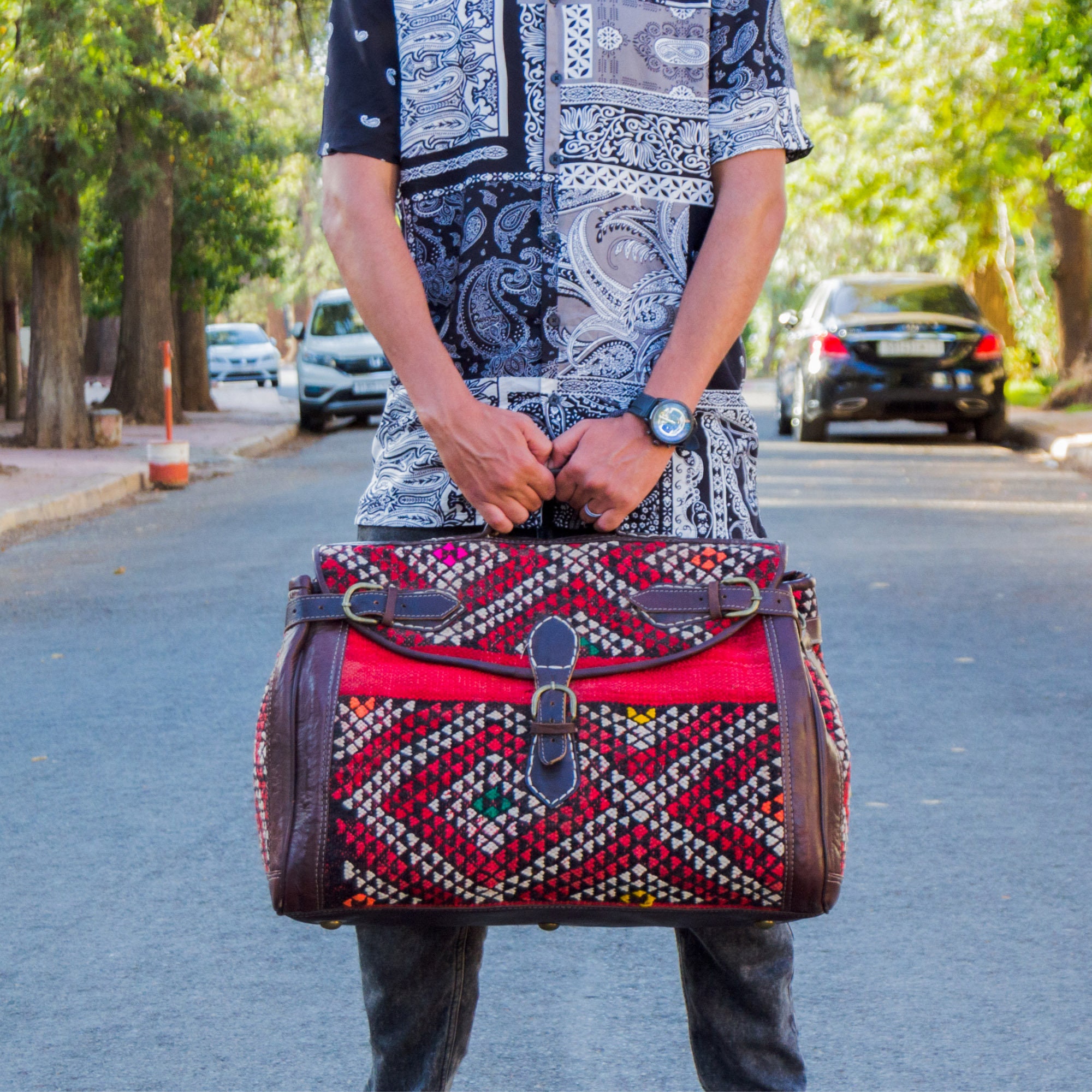 Sacs et bagages Bagages et sacs de voyage Sacs de voyage Sac de voyage en cuir made in Marrakech idée cadeau pour lui 