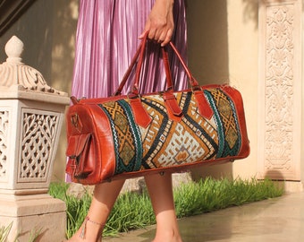 carpet weekender Bag for women's and men, Kilim Travel Bag, Boho western travel bag, carpet overnight bag, kilim overnight bags gift for her