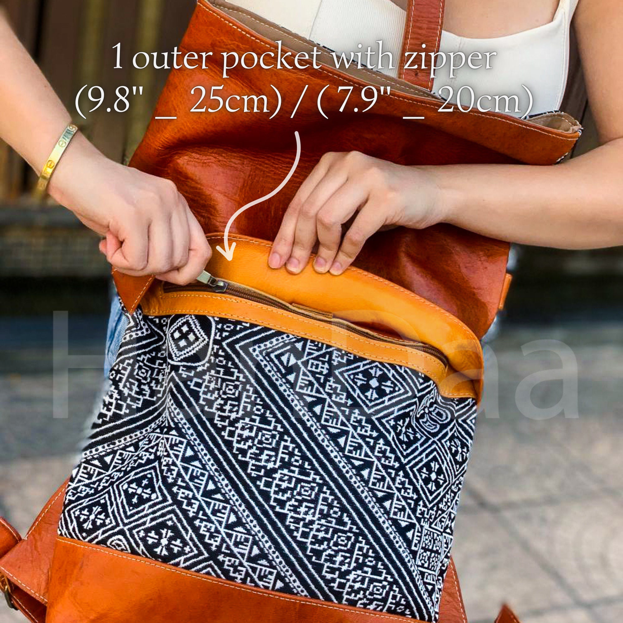 Handwoven Moroccan Kilim Carpet Large Backpack Leather Boho Hippie Western Moroccan Kilim Handcrafted Backpacks, Leather Backpack  main image 3