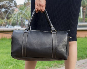 Black Leather Duffle Bag Women s Mens Leather Duffle Bag Vintage Small Travel Bag Full Grain Leather Bag Weekender Bag Gift for Her Etsy