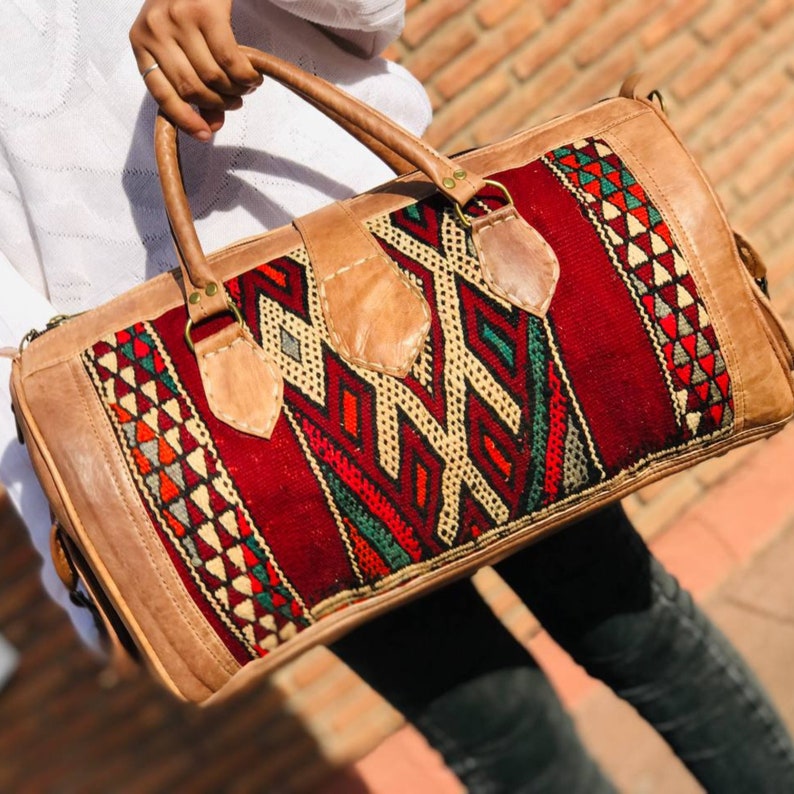 Kilim Travel Carpet Bags Kilim Travel Bag Boho Leather Etsy