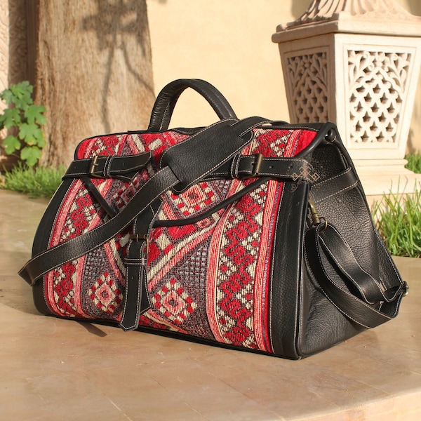 Bolso de alfombra victoriana Mary Poppins, bolso de cuero Vintage hecho a mano, bolso de mano para dama de honor, bolso de viaje kilim para mujer