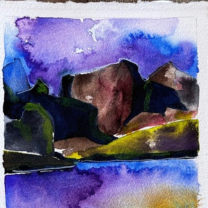 NEW Original Watercolor Painting by TL Aley - Abstract Landscape - Watercolour Art Paper
