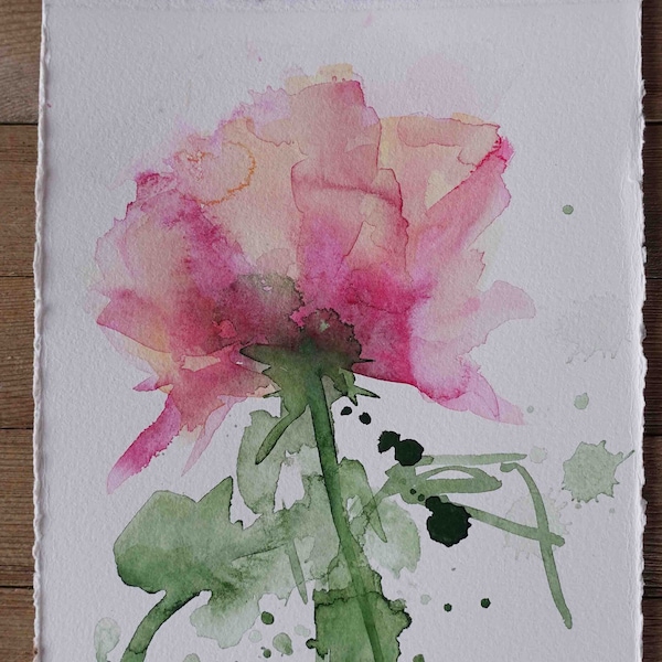 Vibrant Colorful Loose Abstract Florals Original Watercolor Painting by TL Aley - Floral - Watercolour Art Paper Rose Pink Peach