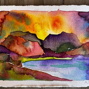NEW Original Watercolor Painting by TL Aley - Abstract Landscape - Watercolour Art Paper