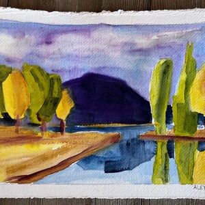 NEW Original Watercolor Painting by TL Aley - Abstract Landscape - Watercolour Art Paper