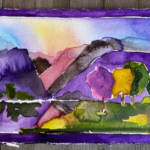 NEW Original Watercolor Painting by TL Aley - Abstract Landscape - Watercolour Art Paper