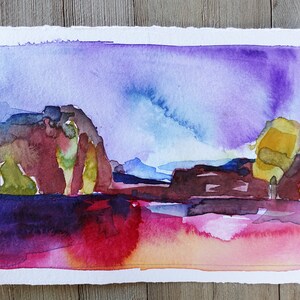 NEW Original Watercolor Painting by TL Aley - Abstract Landscape - Watercolour Art Paper