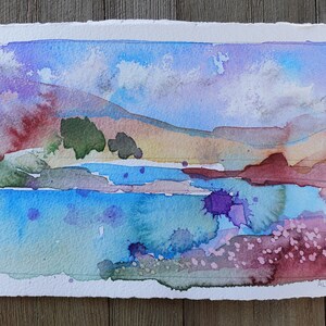 Original Watercolor Painting by TL Aley - Abstract Landscape - Watercolour Art Paper