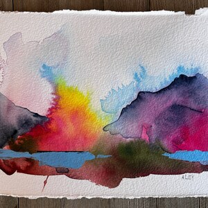 NEW Original Watercolor Painting by TL Aley - Abstract Landscape - Watercolour Art Paper