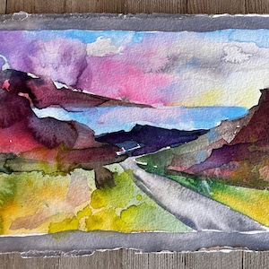 NEW Original Watercolor Painting by TL Aley - Abstract Landscape - Watercolour Art Paper