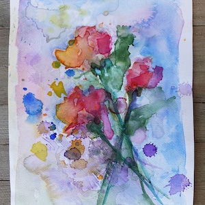 NEW Original Watercolor Painting by TL Aley -Floral - Watercolour Art Paper