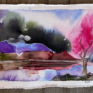 NEW Original Watercolor Painting by TL Aley - Abstract Landscape - Watercolour Art Paper