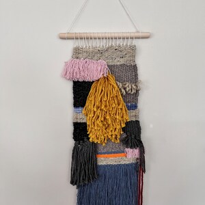Original Uniquely Colored Woven Textile Wall Hanging Macrame Art MidCentury Yarn Contemporary Tapestry Weaving Fiber Loom by TL Aley
