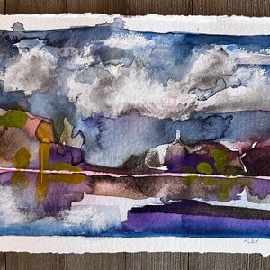 NEW Original Watercolor Painting by TL Aley - Abstract Landscape - Watercolour Art Paper