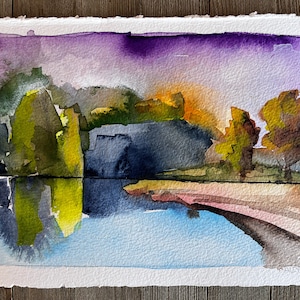 NEW Original Watercolor Painting by TL Aley - Abstract Landscape - Watercolour Art Paper