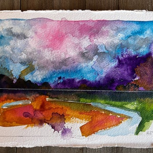NEW Original Watercolor Painting by TL Aley - Abstract Landscape - Watercolour Art Paper