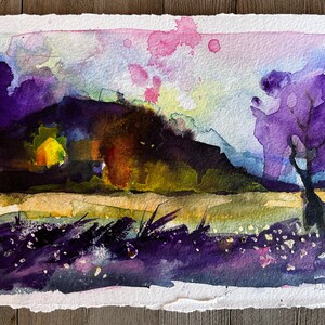NEW Original Watercolor Painting by TL Aley - Abstract Landscape - Watercolour Art Paper