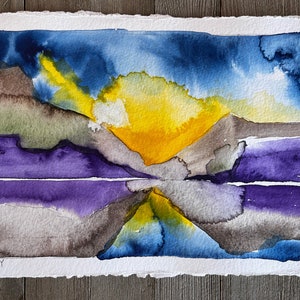 NEW Original Watercolor Painting by TL Aley - Abstract Landscape - Watercolour Art Paper