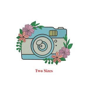 Camera with Floral flower Machine Embroidery design / Photographer gift Design Machine Embroidery Pattern