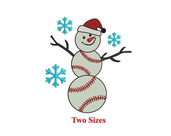 Snowman baseball Christmas Machine embroidery design / Sports Christmas / Snowman