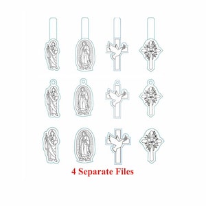ITH San Judas Taddeo Key fob Machine Embroidery Design / Virgin Mary Snap tab / Jesus Floral Cross feltie / Religious Gift / Dove And Cross