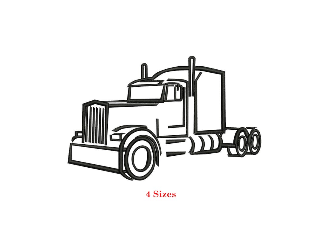Semi Tractor Machine Embroidery Design / Trailor / Truck / Truck Drivers / Four Sizes - Etsy