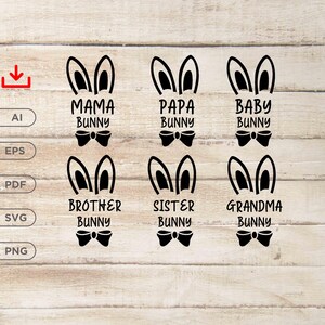 Mama, Papa, Bruder, Schwester Hase Osterhasenohren SVG Schaltungsdateien | png