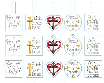 ITH Raise Up Pray Machine Embroidery Design | Fait over Fear Feltie | Heart Cross Snap Tab | Jesus is Essential | Be a light for all to See