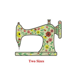 Sewing Machine with Wild flowers Machine Embroidery design | Sentimental Gift | Sewing Lovers Gift | Happy Sewing | Floral Sewing Machine