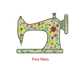 Sewing Machine with Wild flowers Machine Embroidery design | Sentimental Gift | Sewing Lovers Gift | Happy Sewing | Floral Sewing Machine