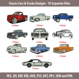 Car Bundle Machine Embroidery Design | Vintage Truck & Retro Car Collection | Race Car Stitch File Set for Car Lovers
