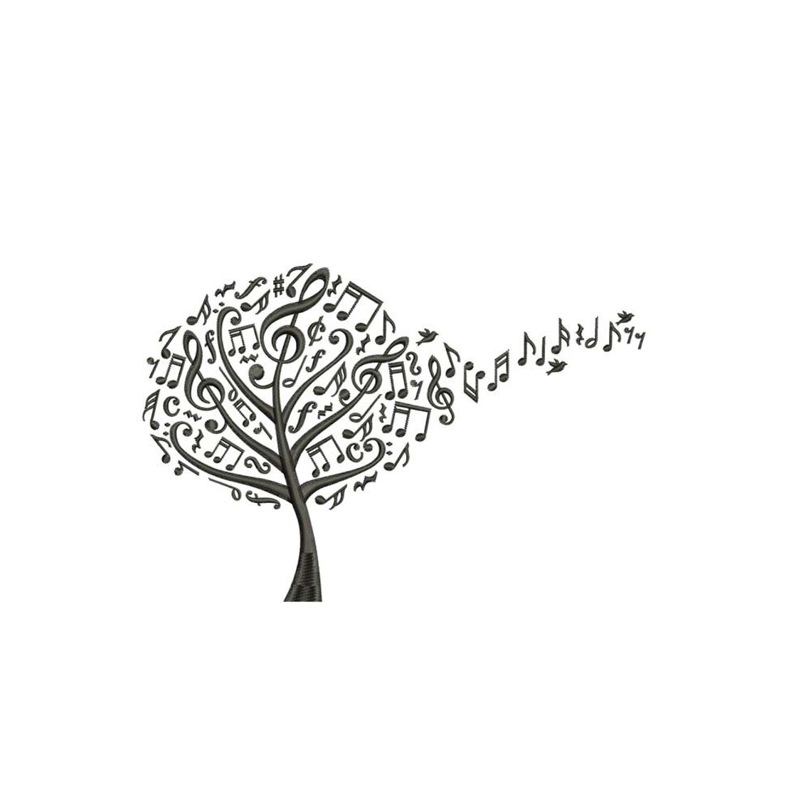 Music Notes Tree Machine Embroidery Design / Music Notes / - Etsy
