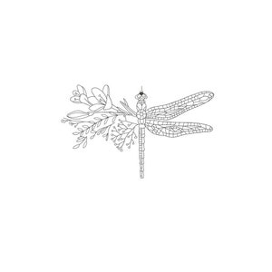 Dragon Flowers Machine embroidery design / Dragon wild flowers / Insects / Dragon