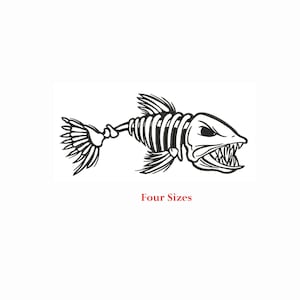 Fish Skeleton Machine embroidery design / Fish lovers / Skeleton / Fishing / Skelton Fish / Angry Fish / 4 Sizes