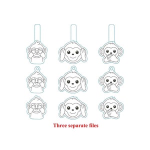 Gandhi's three monkey emoji vector set design. Isolated See-No-Evil Monkey,  Hear-No-Evil Monkey, Speak-No-Evil Monkey, meme sign design. Stock Vector