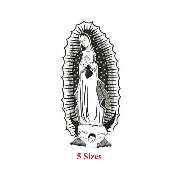 Virgen del Guadalupe Machine Embroidery Design / Virgen  Mary / Religious God / Our Lady of Guadalupe / Virgin of Mexico / 5 Sizes